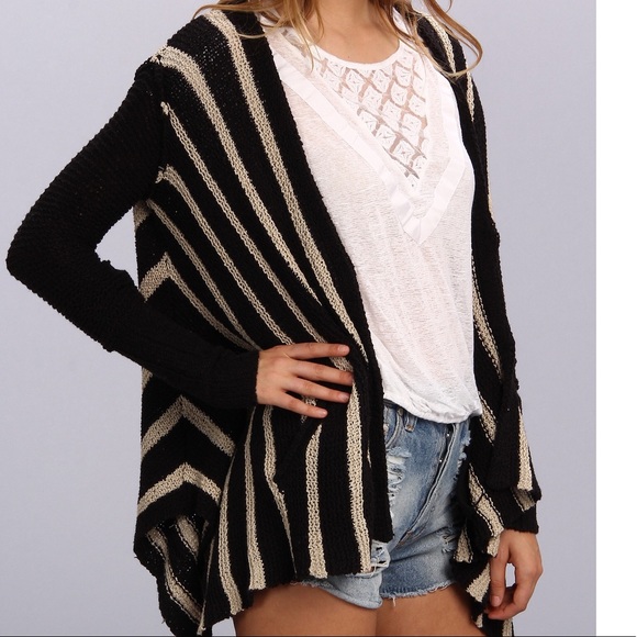 Free People Circle Back Stripe Poncho Cardigan - Picture 2 of 9